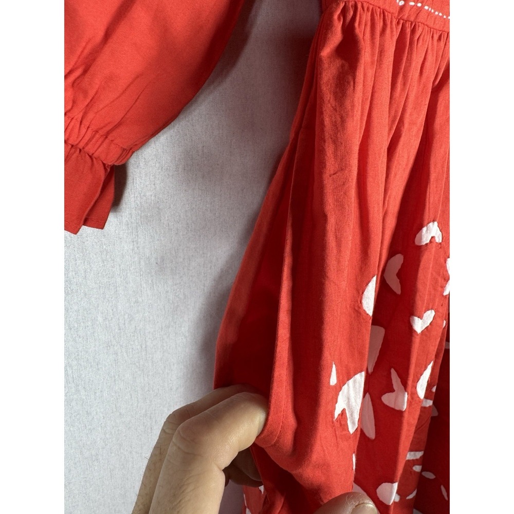 Banjanan‎ Eden Dress Red Flame Size Medium Hand Made Cotton Pockets - Picture 5 of 10